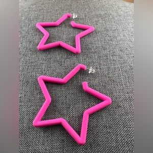 80 90s colorful star hoop earrings Colorful Big Hoop Earrings Retro Neon Earring